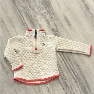 PRODOH Toddler Girls Quarter Zip Quilted Pullover sz 3T White with Pink Trim